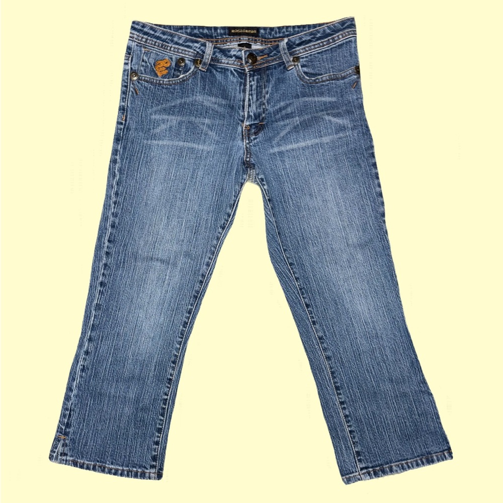 VINTAGE ROCKAWEAR LOW RISE DENIM JEAN CAPRI PANTS